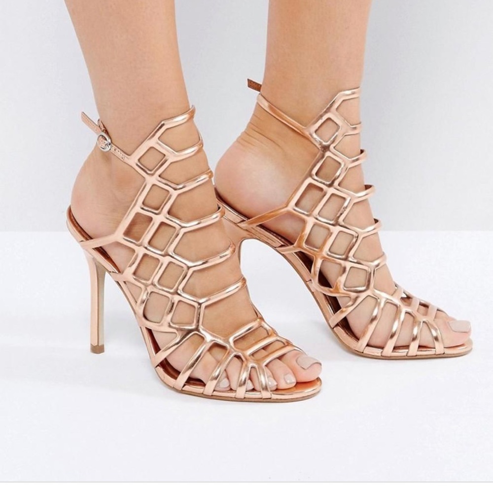 Steve Madden Madden Girl Leather Peep , Rose Gold